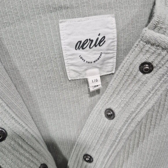 Aerie Textured Ribved Henley Long Sleeve Hoodie - Picture 3 of 7